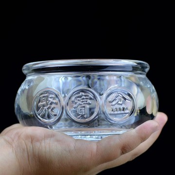 優品在臺🍰水晶招財聚寶盆純手工進口人造水晶貔貅擺件財源滾滾風水納福擺件NA
