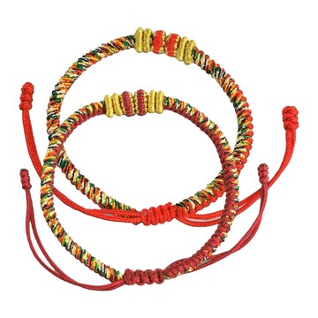 財神小舖 開運吉祥 金剛結五色線手鍊 SL-9511-2  14~20cm  棗紅  1條