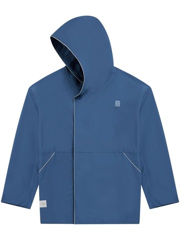 SPORT b. by agnès b. - logo-patch hooded jacket - women - Nylon/Cotton - 1 - Blue