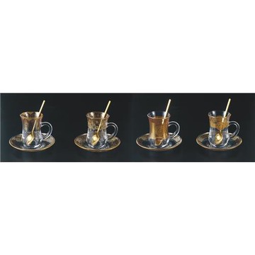 中東出口土耳其茶杯居咖啡杯套裝燙金印花玻璃杯