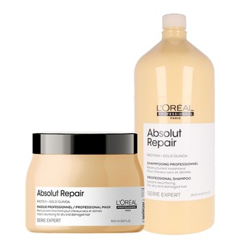 *LOREAL萊雅 絲漾博藜麥滲透修護大容量2入組(洗髮乳1500ml+髮膜500ml)