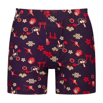 DADADO-過年新意 4L印花四角男內褲(紫) 天然絲光棉-吸濕排汗-GHQ306PU