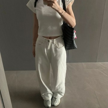 爆款直降價 長褲 牛仔長褲 牛仔褲 小個子白色高腰闊腿牛仔褲女夏季新款ins韓版寬鬆顯瘦百搭直筒褲