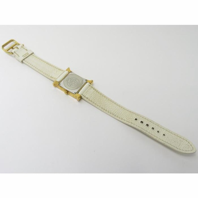中古】HERMES Hウォッチ レディース腕時計 クォーツ ゴールド GP 革  