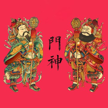 門神 門神貼 過年門神貼 文門神 武門神 鎮宅門神 門聯 小號防盜門過年生肖門貼春節新年裝飾品竈神財神到
