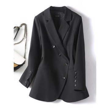 黑色西裝外套女2025新款春裝設計感小個子斜襟時尚氣質收腰小西服