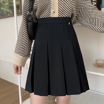 高個子半身裙遮胯中裙新款百褶裙大碼胖妹妹折皺裙子通勤a字裙女