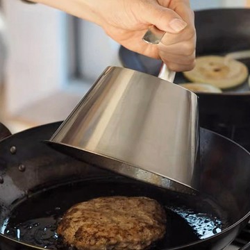 日本霜山 304不鏽鋼深型防濺油牛排蓋(附把手)