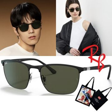 RayBan 雷朋 時尚方框太陽眼鏡 RB3686 186/31 霧黑框墨綠玻璃鏡片 公司貨