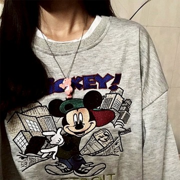 米奇衛衣女春秋薄款外套ins潮bf慵懶風學生寬松上衣