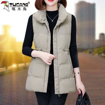 啄木鳥羽絨棉馬甲女冬季2025新款小個子收腰顯瘦加絨保暖棉服外套