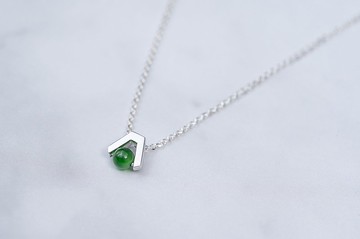 初衷 玉 墜子 項鍊 天然碧玉A貨4mm珠 925 純銀 生日 禮物