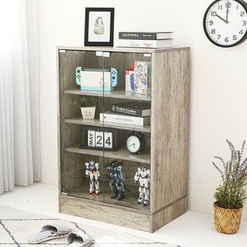 澄境 MIT直立式可堆疊高83公分雙門三層展示櫃-3色選-櫃子/收納櫃/置物櫃/公仔櫃/模型櫃/書櫃/玄關櫃/玻璃櫃-DIY