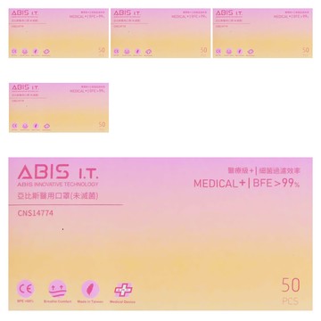 ABIS 成人平面醫用口罩  叛逆粉  5盒  50片