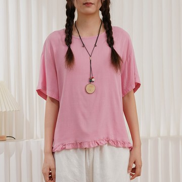 舒適棉木耳邊上衣121461C