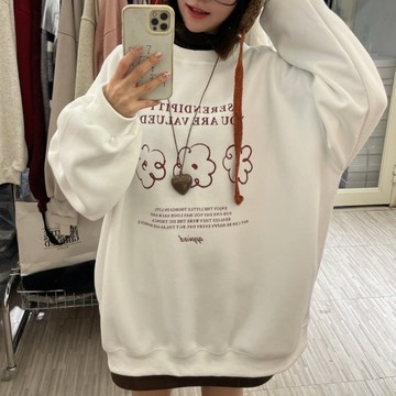 Limitx_！現貨！（沒有絨毛）手繪三朵小花大版衛衣 #2325