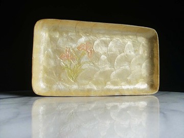 【老時光 OLD-TIME】早期二手國外進口手工製貝殼盤工藝品-小