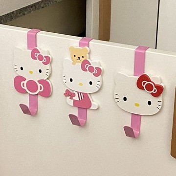 kitty掛勾 凱蒂貓木質卡通收納掛鉤免釘掛衣鉤強力承重隔斷掛鉤 可愛掛勾 造型掛勾 掛鉤 無痕 廚房掛鉤 免打孔掛勾