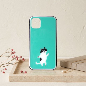 【強化玻璃 iPhone 手機殼】胖嘟嘟貓咪