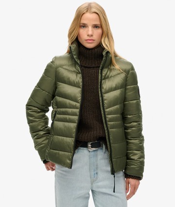 Superdry Women's Fuji Quilted Padded Jacket Green Size: 12