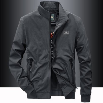 2025年外套男春秋季上衣薄款商務休閑百搭茄克衫寬松大碼立領夾克