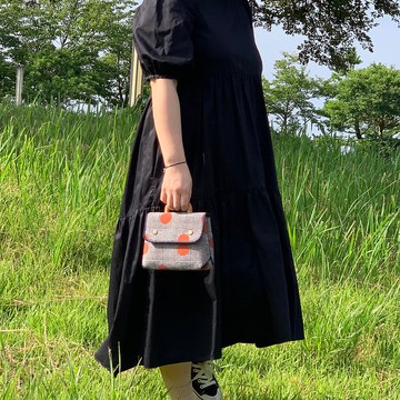 橘點混紡斜紋編織包