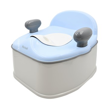 Richell 利其爾 Pottis 抑菌三階段訓練便器 特殊材質便座 安全固定不搖晃  藍灰色