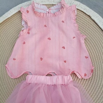 🎀biubiu童裝🎀女童夏季新款印花純棉小衫加紗裙洋氣女寶韓版兩件套潮