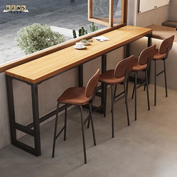免運 吧檯桌 長條桌 長桌 鐵藝實木靠墻高腳桌酒吧吧臺桌咖啡館椅子長條桌餐飲店長條窄桌子 工廠現貨直銷 可開發票 全館八折 售後保障 店長推薦 k565