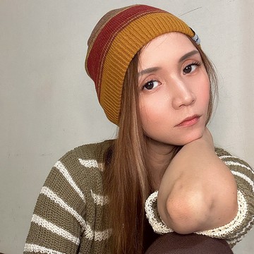 毛線帽 悉心界橫條無翻邊毛線帽-紅【ISW】男女可戴