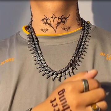 歐美荊刺古巴項鍊嘻哈說唱霸氣男hiphop網紅ins潮流百搭蹦迪飾品項鍊 項鍊 男項鍊 長項鍊 學生項鍊