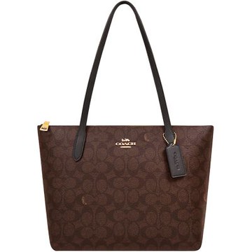 COACH 巧克力色大C PVC中型托特包