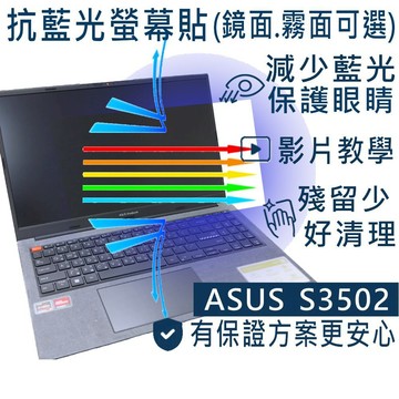 【Ezatick】ASUS VivoBook S15 S3502 S3502ZA 防藍光螢幕貼｜鏡面/霧面可選｜