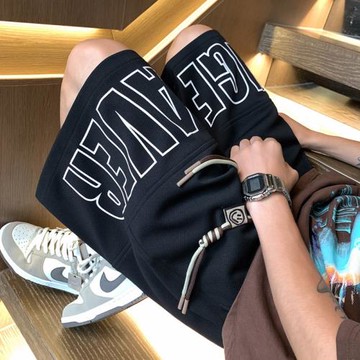 菠蘿格運動短褲男夏季2025新款寬松直筒字母5五分褲潮牌籃球褲子