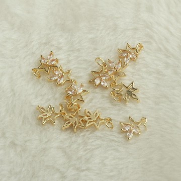 宏雲Hongyun-tl- （10pcs/份）- 14k包金保色微鑲蘑菇蜜蜂吊墜 diy手工飾品配件 金色雪花蝴蝶掛件
