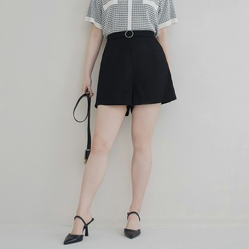 【PolyLulu】 拿鐵系設計腰頭斜紋短褲 MISS. 中大尺碼褲子