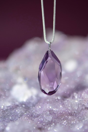 天然紫水晶 切面純淨體紫水晶 S925吊墜銀項鏈