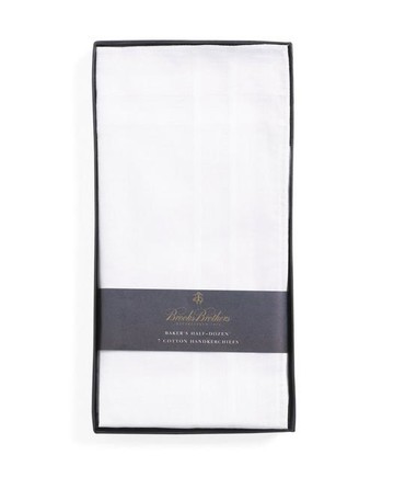 Brooks Brothers Men's Pure Cotton Handkerchiefs-Set of 7 | White