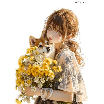 【4 月新品 3】07-120-0195 人物貼紙 春日女孩與動物