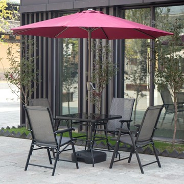 含運 庭院休閒戶外桌椅帶傘陽臺茶幾防雨鐵藝奶茶店庭院休閑可折疊桌子椅子組合