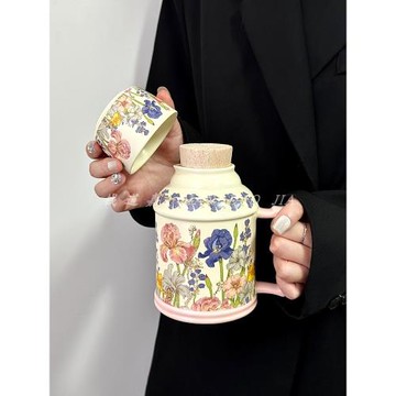 復古藝術感十足繁花似錦原創設計陶瓷水壺杯子套裝小眾設計高級感