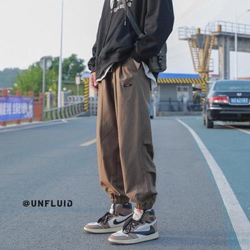 男生褲子春秋款日系復古工裝褲束腳休閑褲ins潮牌機能褲哈倫褲男