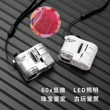 🔥臺灣出貨🔥古玩顯微鏡小型迷你正宗60倍放大鏡便攜顯微鏡帶燈鑑定必備神器