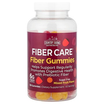 Country Farms, Fiber Care，益生元纖維軟糖，混合水果味，6 克，120 粒軟糖（每粒軟糖 2 克）