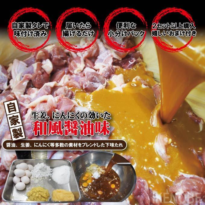 国産鶏もも肉使用 送料無料 揚げ立てを自宅でからあげ味付け鶏肉　1kg(338g×3パック) 2セット購入でおまけ付　使いやすく小分けパック 唐揚げ 鶏肉 鳥肉 地鶏