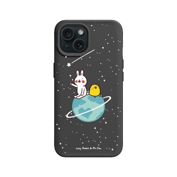 iPhone 15 SolidX 黑 - 懶散兔與啾先生 Lazy Rabbit and Mr.Chu - 小宇宙