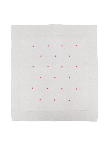 Little Bear - embroidered-polka dot virgin wool blanket - kids - Virgin Wool - One Size - Grey