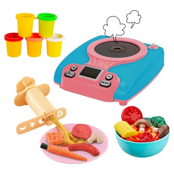 彩泥黏土美食料理大師 附噴煙音樂電磁爐 + 彩泥5色 9913  1套  電磁爐 13 x 15 x 4.7cm + 砧板 17.5 x 10.8cm + 鍋子 15.5 x 9.5 x 4.5cm + 黏土 5.5 x 5cm  混和顏色