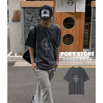 【PORY STORE】 🇰🇷韓國 星芒 水洗 寬鬆短T 帥哥都穿這件 短袖 短T 韓國男裝 男生短袖