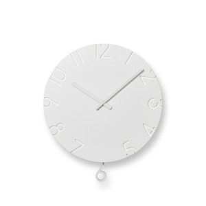 日本 Lemnos Carved Swing壁鐘30.5cm 白